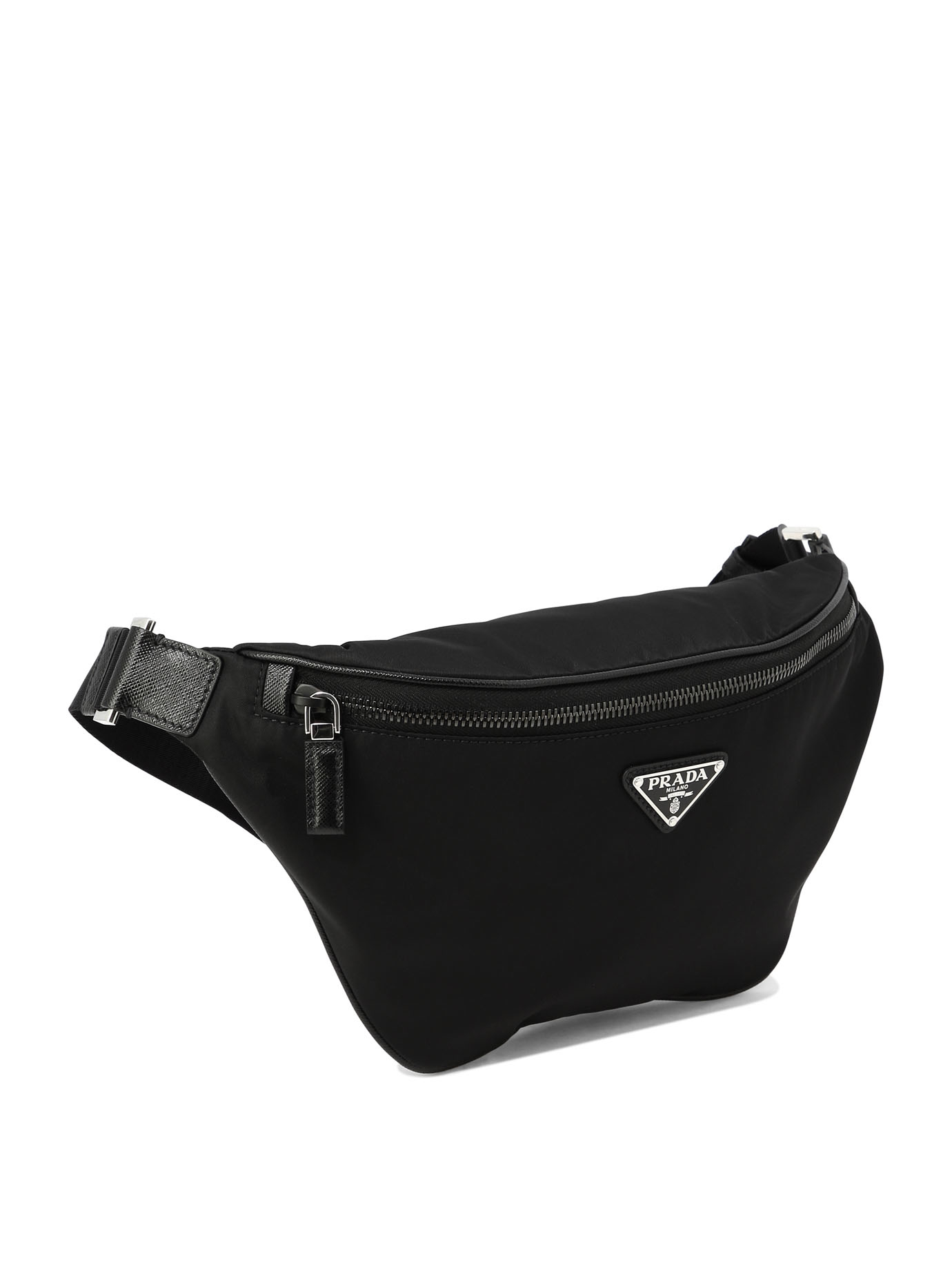 PRADA Black   Marsupio in Re-Nylon con logo smaltato